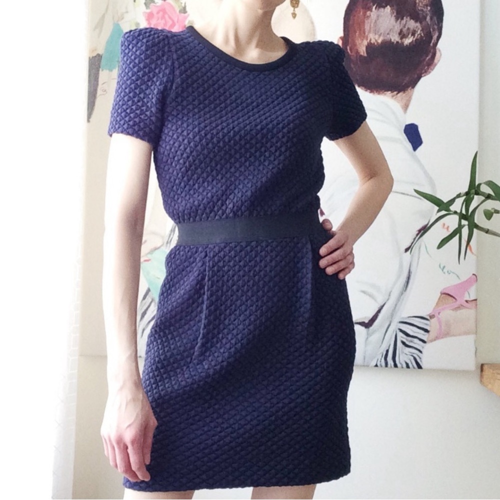 SANDRO Paris Navy Textured mini dress